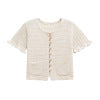 Round neck short sleeved layered decorative knitted sweater jacket