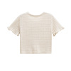 Round neck short sleeved layered decorative knitted sweater jacket